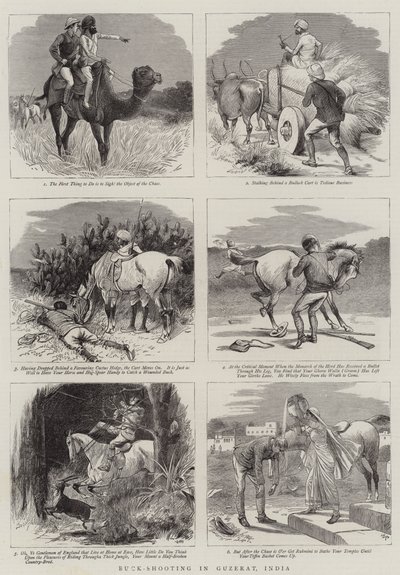 Chasse au cerf en Guzerat, Inde - William Ralston